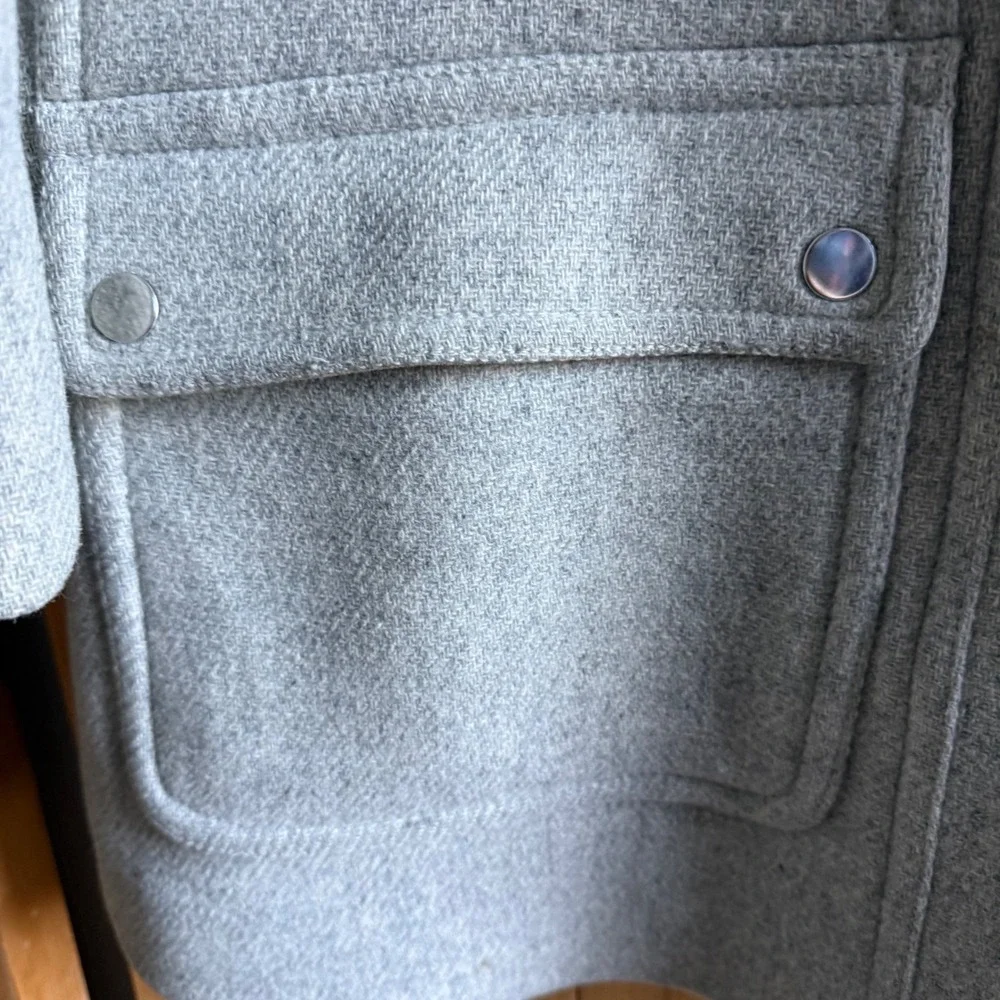 J.Crew Stadium Cloth Nello Gori Wool Blend Hooded Coat Gray Parka Size 00 - Picture 5 of 16